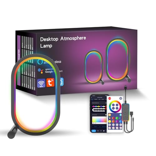 YS-INLT RGB Smart LED Lamp with Music Sync, Colour Changing Smart Table Lamp, Voice Cotrol, Works with Alexa & Google Assistant, for PC,TV, Room Decoration,USB Port,with Remote Control