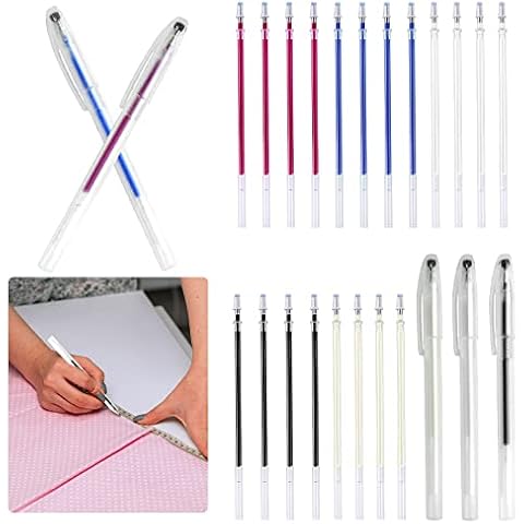 BUENTYA 5 Colors Heat Erasable Fabric Pens, Fabric Marking Pens Set with 20 Refills Heat Disappearing Fabric Pen High Temperature Disappearing Pen Heat Erase Pens for Quilting, Sewing, Dressmaking Cover