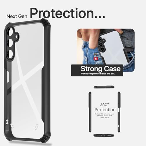 Image of Outlouders Back Cover for Samsung Galaxy A16 5G | Ultra Hybrid Transparent | Full Camera Protection | Raised Edge | Crystal Clear Bumper Case (Black)