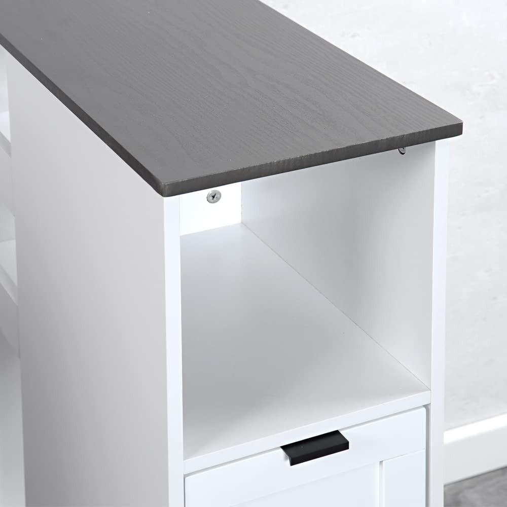 SoBuy FKW53-N Keukentrolly Opbergtrolley Zwenkwielen Theekar met flessenrek Serveerwagen