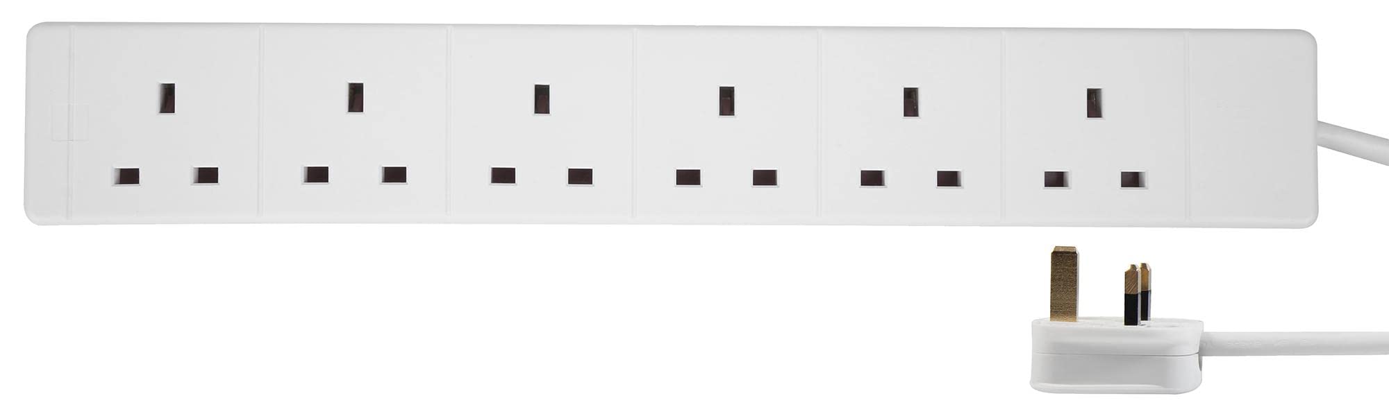 Pro Elec White 6 Gang Mains Extension Lead, 7.5M,
