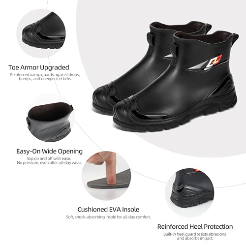 Deck Boots for Men – Anti-Slip PVC Short Rain Boots with Cushioned EVA Insole – Durable Work Shoes for Fishing, Gardening, Boat, Farm Use2