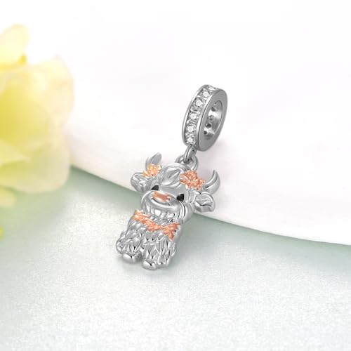 Highland Cow Charms for Bracelets 925 Sterling Silver Cow Charms Cute Bracelets Jewelry Gifts for Women2