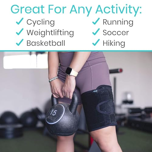 Vive Suporte de coxa – Cinta quádrupla de compressão ajustável para músculos da virilha, torções, qu