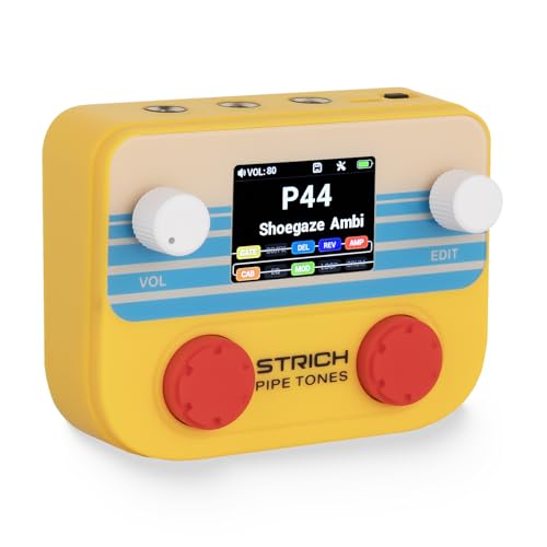 Image of STRICH Pipe Tones Pocket Multi-Effects Processor for Guitar and Bass with 10 Effect Modules 125 Effects 40s Looper 100 Drum Patterns USB Audio Interface Wireless Control (Orange)