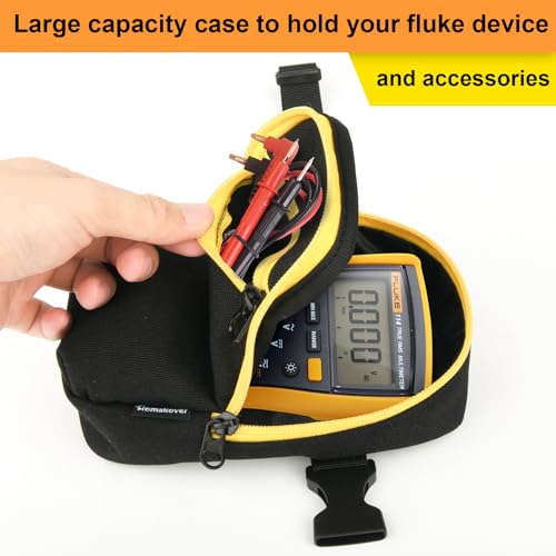 Image of Multimeter Case for Fluke 117 /115 /116 /114 /113 Digital Multimeter, Multimeter Testers Tools Storage Organizer Bag, Travel Protective Carrying Storage Organizer Bag with Accessories Pocket (Black)