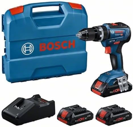 Bosch Professional 18V System Akku-Schlagbohrschrauber GSB 18V-55 (bürstenloser Motor, 55 Nm, 1.750 min⁻¹, inkl. 3x 4,0 Ah ProCORE Akku, Ladegerät GAL 18V-40, in L-Case)