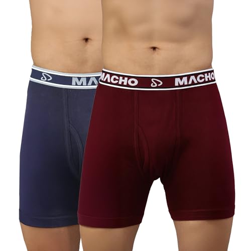 Image of sporto Men's Trunk | 100% Combed Cotton | Outer Elastic Comfort Fit Underwear | Soft Hand Feel | No Marks Waistband | Everyday Innerwear | Color May Vary (Pack of 2)