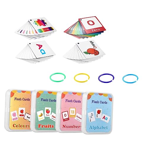 SUPVOX Toddler Learning Cards 4pcs Flash Cards Ring for English Words Skill Drill