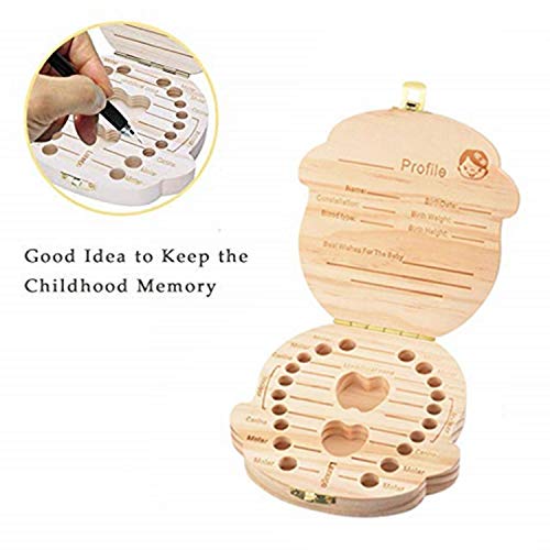 Baby Teeth Box Wood Case Storage Kids Keepsake Organizer Teeth Container for Girls
