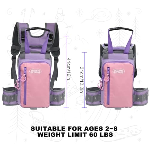 MYDAYS OUTDOOR Ski and Snowboard Harness Trainer,Control Steer & Speed,Snowboard Anti-fall Traction Belt Beginner,Ski Auxiliary Bag with Safety Belt (Pink) - Thumbnail 2