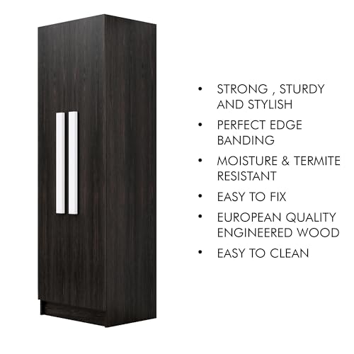 Image of Bniture Wooden Almirah for Clothes, Door for Bedroom, 2 Door Wardrobe with 4 Shelves Huge Storage Space (46D x 60W x 182H CM) | 3 Year Warranty (Flower Wenge)
