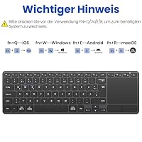 Bnnwa Wiederaufladbare Kabellose Bluetooth Tastatur mit Touchpad,DE QWERTZ – Ansicht 7