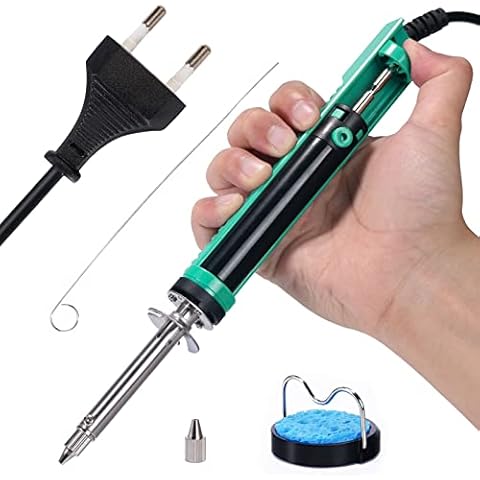 YIHUA 929D-V Elektrisches Vakuum Entlötkolben Lötkolben Sauger Entlötpumpe mit kürzerem Ladegriff und Entlötdüsen 1.0mm 1.2mm für Durchstecklötungen (EU PLUG) Cover