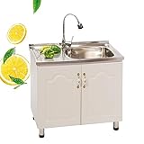 Matériel - L'évier sophistiqué est fabriqué en acier inoxydable durable, son cadre solide est en panneau boursier pour augmenter l'intensité et les durées de vie avec un robinet élégant en arc à haut arc avec des tuyaux froids et chauds et un kit de drainage, parfait Définissez avec rien d'autre requis.