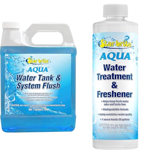 STAR BRITE Aqua Water Tank & System Flush - Deep Cleans & Deodorizes Fresh Water Tanks & Entire Drin Aqua Water Treatment & Freshener - 16 OZ (097016)