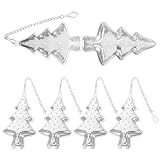 6pcs Christmas Tree Tea Infuser Strainer Filters Tea Interval Diffuser with Chain Hook Loose Leaf Tea Steeper Mesh Strainer Tea Infuser Filter for Loose Leaf Seasoning Spices Tea Lovers