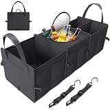 KYOOH Trunk Organizer, 95L Capacity SUV Trunk Organizer with Cooler, 3 Compartments Heavy Duty Collapsible Car Storage Organizer for Truck, Van