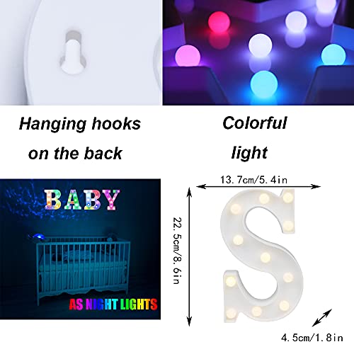 Image of LED Marquee Letter Lights, 18 Colors Changing Light Up Letters with Remote, RGB Alphabet Letters Sign for Girls Boys Gift Birthday Party Night Light Bedroom Wedding Christmas Decor-Colorful S
