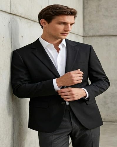 Image of MAYKR Mens Black Blazer Slim Fit, Mens Black Blazer for Advocates
