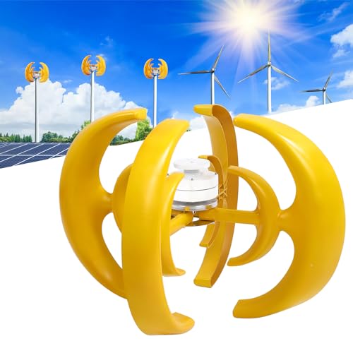 Eujgoov Vertical Axes Wind Generator, 1200W 4 Blatt Laternen-Windturbinen-Set mit Controller für Hybrid-Wind-Solar-System(48V)
