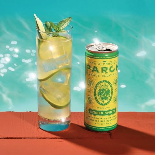 Image of PARCH Sedona Spritz Non Alcoholic Cocktails (8.4 oz, 8-Pack) - Cucumber & Aloe Mocktails with Adaptogens - Plant Based, Vegan, Functional and Gluten-Free Non Alcoholic Spirits with Agave, Hibiscus, & Lime