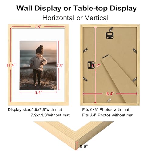 KINLINK A4 Frame Wood Grain, Wooden 8.3 x 11.7 Frame with Plexiglass for A5 Picture with Mat or A4 Without Mat, a4 Picture Frame for Wall and Tabletop Display Diploma Certificate Degree by KINLINK - Used condition - Image 3