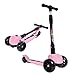 L.HPT Monopattino A 3 Ruote Scooter per Bambini Manubrio Regolabile per Bambini, Monopattino per Bambini con LED Light Up Wheels, Regali per Ragazze Ragazzi da 3 A 14 Anni, Pink