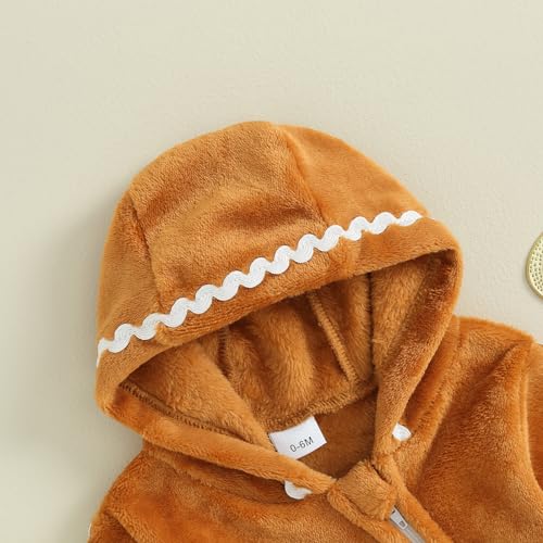 Baby Boys Girls Christmas Gingerbread Clothes Fuzzy One-piece Long Sleeve Hooded Romper Jumpsuit Cosplay Outfit4