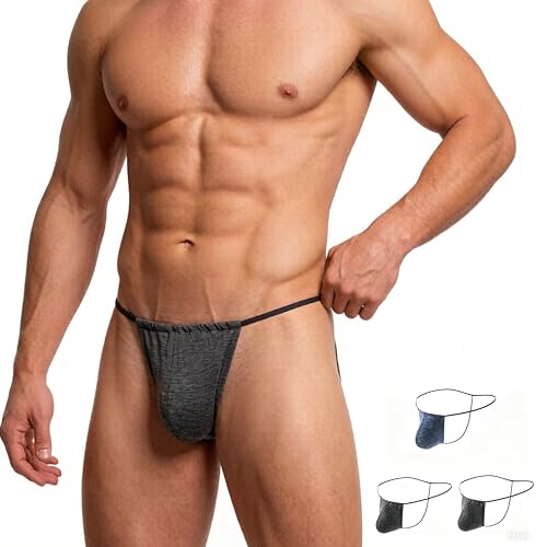 POPMOOD Men's G-String Thong Underwear 3 Pack