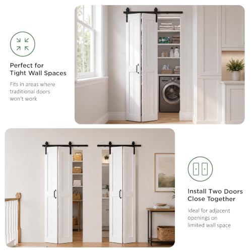 Image of 28'' x 84'' White Bifold Barn Door with Hardware Kit Included