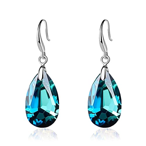 Austrian Crystal Teardrop Dangle Hook Earrings for Women 14K Gold Plated Hypoallergenic Jewelry