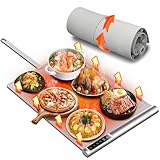Food Warming Mat | Max Temp 248℉,Electric Warming Tray with Timer and 8-Level Adjustable,Fast Full-Surface Heating Mat for Food with Child Lock,Roll-Up & Portable Silicone Food Warmer for Buffet Party