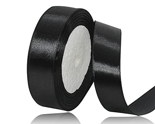 Schwarz Satinband 25mm x 22Meters Schleifenband Schwarz Geschenkband...