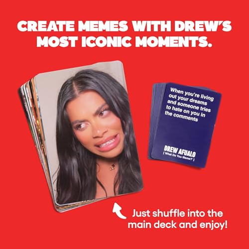 Image of What Do You Meme? Drew Afualo Expansion Pack by Relatable - Card Games for Adults, Featuring All New Meme Game Content. Includes 15 Image Cards and 10 Caption Cards