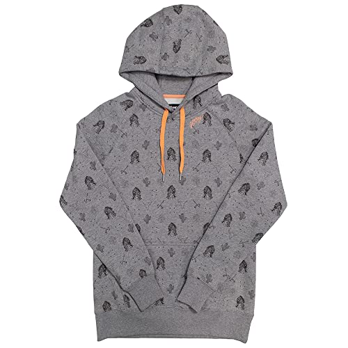 HOOEY “Plains” Ladies Grey Hoody with Black Logos All Over, Kangaroo Pocket and Hood & Internal Phone Pocket