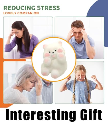 Image of Taba Squishy, Squishy, Squishy Stress Relief Funny Novelty Cute Animals Stress Relieving Fidget for Boys Girls Birthday Party Gifts Anxiety&Relaxation for Kids Teenage (White)