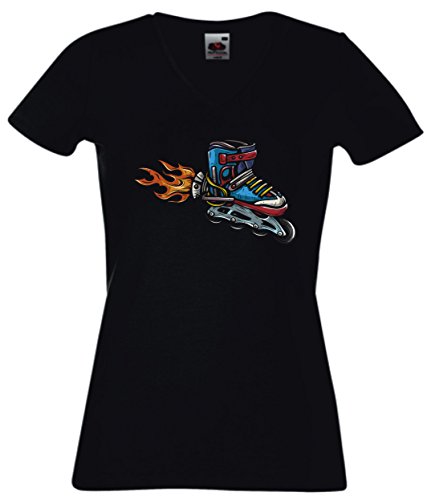 pinkelephant - T-Shirt V-Ausschnitt Damen otiv Sport Inliner Fahren Mannschaft Cover