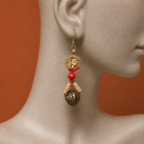 Image of Royal Queen & Empress Handcrafted Tribal Dhokra Earrings Collection for Women - Statement Ethnic Designs in Multiple Colours