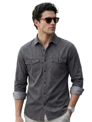 Image of Urbano Fashion Men's Full Sleeve Regular Fit Casual Denim Shirt
