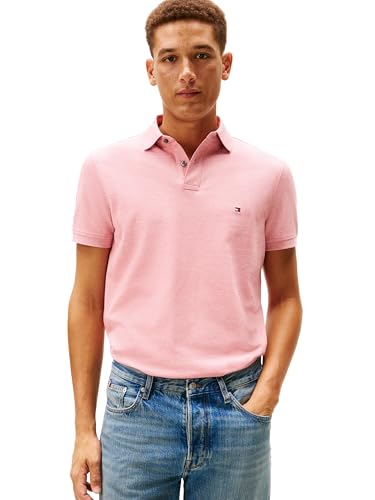Tommy Hilfiger Men's 1985 Regular Short Sleeve Polo, Camelia Blush Heather XX-Large