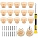 15 PCS Pomos para Muebles Redondos Pomos Madera Natural Tiradores Madera Pomos Redondos de Madera Tiradores de Madera para Armarios con Tornillos para cajón, zapatero, Armarios o Aparador 3,5x2,6cm