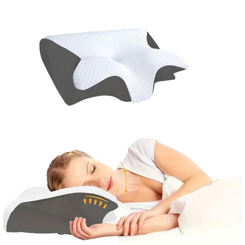 Sleep Apnea Pillow Airway Pro Cervical Pillow for Neck Pain Relief Orthopedic Memory Foam Neck Support Pillow for Side Back & Stomach Sleepers Anti-Snore Ergonomic Contour Pillow (Grey)