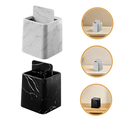 Set de 2 canecas de basura con tapa oscilante y diseño mármol miniatura 7