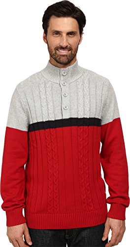 Nautica Men's Color Block Button Mock Sweater