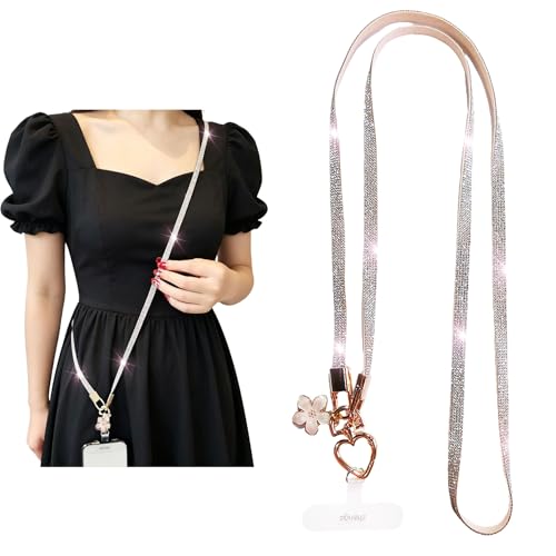 Bijou de téléphone luxe avec strass scintillants et attache robuste pour sac
