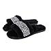YILANLAN Pantoufles pour Femmes Pantoufles Peluche Pantoufles d'hiver Pantoufles Bout Ouvert Pantoufles Chaudes Pantoufles Diamant Pantoufles pour Maison (Black, Numeric_38)