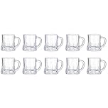 10 Pieces Mini Beer Mugs Bulk Shot Glasses Set Small Clear Stein with Handles Mini Tasting Whiskey Cups for Drinking Festival