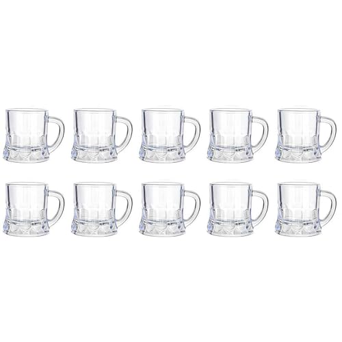 10 tazas de cerveza, vasos de chupito pequeños con asas para cervezas, vasos reutilizables de degustación de cerveza de Stein, vasos de jugo de whisky, vaso de prueba de Bee-R de base pesada