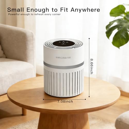 Image of MEGAWISE Air Purifier for Large Rooms Up to 1076 ft, H13 True HEPA Filter, 99.97% 0.3 Micron Filtration, 25dB Quiet, CARB Certified Ozone Free, Portable Air Cleaner for Pets, Bedroom, Office